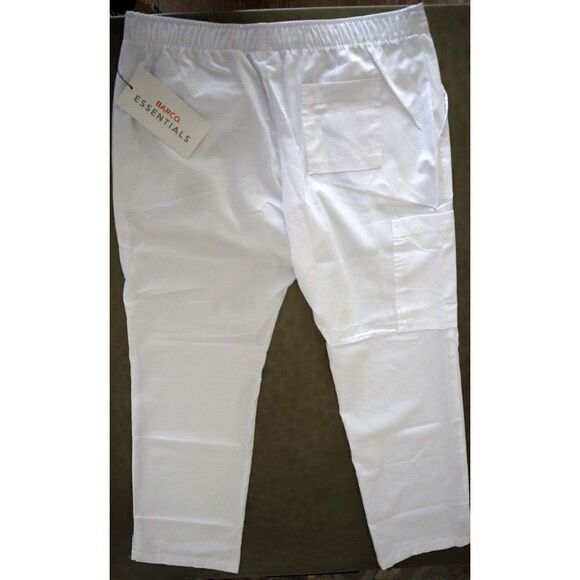 BARCO Essentials Women’s Petite Sz M White 4-Pocket Straight Leg Scrub Pants - Picture 2 of 9